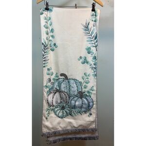 Rachel Ashwell Beaded Blue Pumpkin Fall Table Runner 16" x 72" Dining Holiday